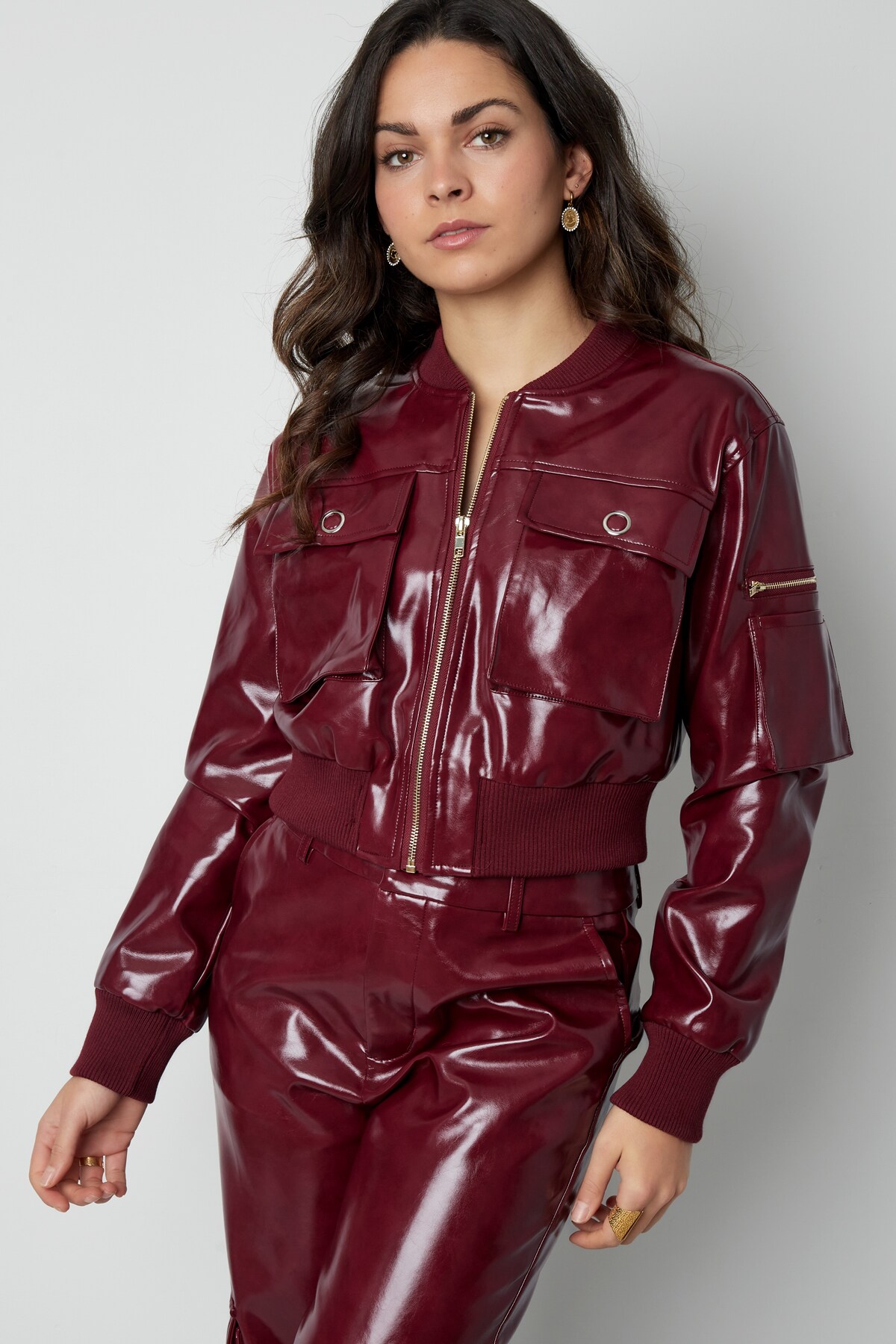 PU biker jacket - Red Picture7